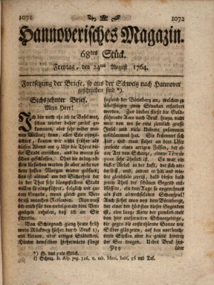 Hannoverisches Magazin (Hannoversche Anzeigen) Freitag 24. August 1764