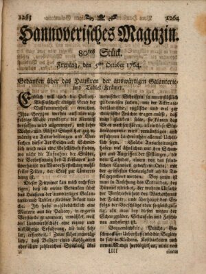 Hannoverisches Magazin (Hannoversche Anzeigen) Freitag 5. Oktober 1764