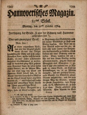 Hannoverisches Magazin (Hannoversche Anzeigen) Montag 22. Oktober 1764