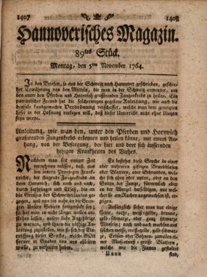 Hannoverisches Magazin (Hannoversche Anzeigen) Montag 5. November 1764