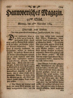 Hannoverisches Magazin (Hannoversche Anzeigen) Montag 26. November 1764