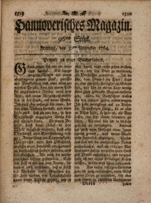 Hannoverisches Magazin (Hannoversche Anzeigen) Freitag 30. November 1764