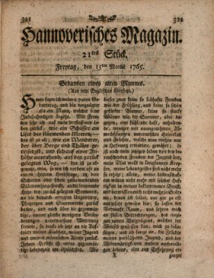 Hannoverisches Magazin (Hannoversche Anzeigen) Freitag 15. März 1765