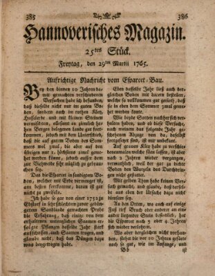 Hannoverisches Magazin (Hannoversche Anzeigen) Freitag 29. März 1765