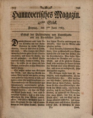 Hannoverisches Magazin (Hannoversche Anzeigen) Freitag 7. Juni 1765