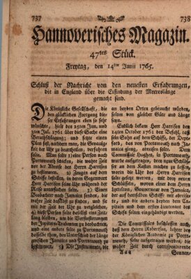 Hannoverisches Magazin (Hannoversche Anzeigen) Freitag 14. Juni 1765