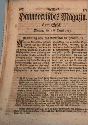 Hannoverisches Magazin (Hannoversche Anzeigen) Montag 5. August 1765