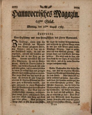 Hannoverisches Magazin (Hannoversche Anzeigen) Montag 26. August 1765