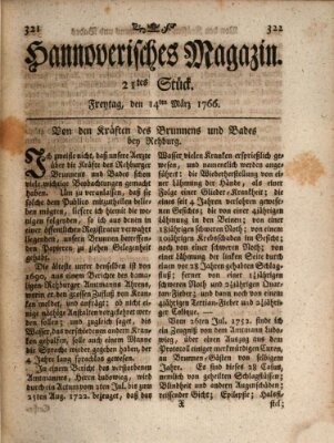 Hannoverisches Magazin (Hannoversche Anzeigen) Freitag 14. März 1766