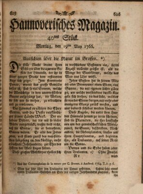 Hannoverisches Magazin (Hannoversche Anzeigen) Montag 19. Mai 1766