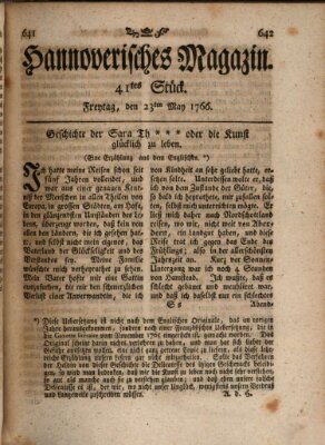 Hannoverisches Magazin (Hannoversche Anzeigen) Freitag 23. Mai 1766