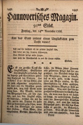 Hannoverisches Magazin (Hannoversche Anzeigen) Freitag 14. November 1766