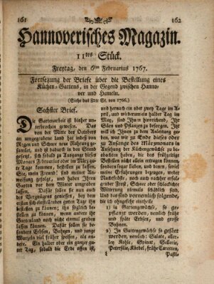 Hannoverisches Magazin (Hannoversche Anzeigen) Freitag 6. Februar 1767