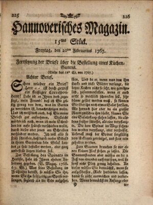 Hannoverisches Magazin (Hannoversche Anzeigen) Freitag 20. Februar 1767