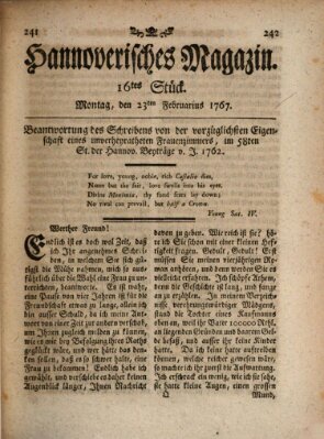 Hannoverisches Magazin (Hannoversche Anzeigen) Montag 23. Februar 1767