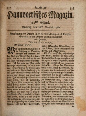 Hannoverisches Magazin (Hannoversche Anzeigen) Montag 16. März 1767