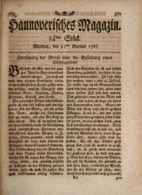 Hannoverisches Magazin (Hannoversche Anzeigen) Montag 23. März 1767