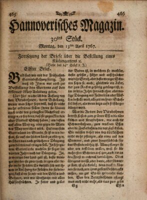 Hannoverisches Magazin (Hannoversche Anzeigen) Montag 13. April 1767