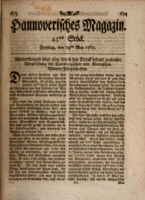 Hannoverisches Magazin (Hannoversche Anzeigen) Freitag 29. Mai 1767