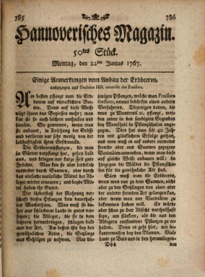 Hannoverisches Magazin (Hannoversche Anzeigen) Montag 22. Juni 1767