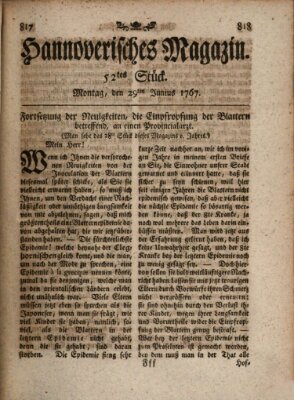 Hannoverisches Magazin (Hannoversche Anzeigen) Montag 29. Juni 1767