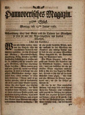 Hannoverisches Magazin (Hannoversche Anzeigen) Montag 13. Juli 1767