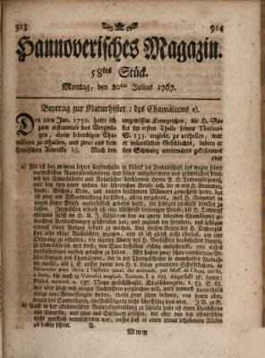 Hannoverisches Magazin (Hannoversche Anzeigen) Montag 20. Juli 1767