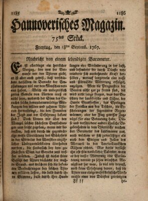 Hannoverisches Magazin (Hannoversche Anzeigen) Freitag 18. September 1767