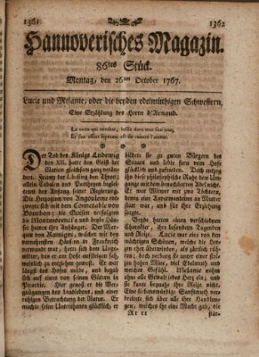 Hannoverisches Magazin (Hannoversche Anzeigen) Montag 26. Oktober 1767