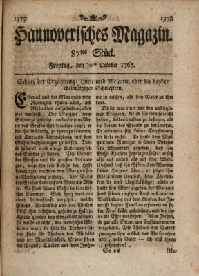 Hannoverisches Magazin (Hannoversche Anzeigen) Freitag 30. Oktober 1767