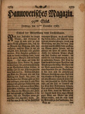 Hannoverisches Magazin (Hannoversche Anzeigen) Freitag 11. Dezember 1767