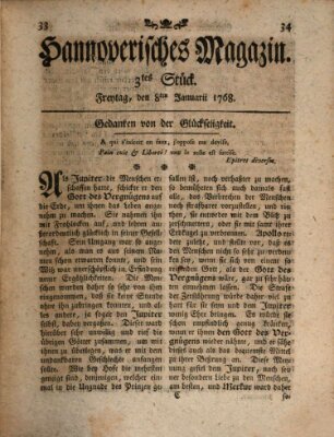 Hannoverisches Magazin (Hannoversche Anzeigen) Freitag 8. Januar 1768