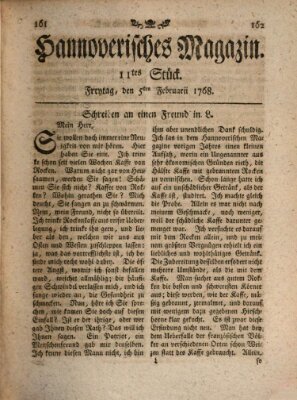 Hannoverisches Magazin (Hannoversche Anzeigen) Freitag 5. Februar 1768