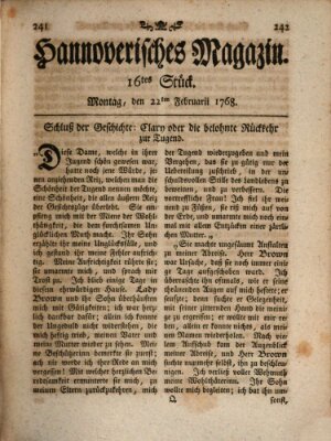 Hannoverisches Magazin (Hannoversche Anzeigen) Montag 22. Februar 1768