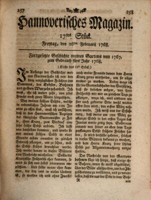 Hannoverisches Magazin (Hannoversche Anzeigen) Freitag 26. Februar 1768