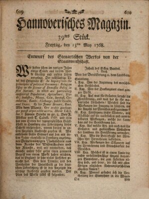 Hannoverisches Magazin (Hannoversche Anzeigen) Freitag 13. Mai 1768