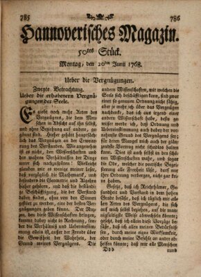 Hannoverisches Magazin (Hannoversche Anzeigen) Montag 20. Juni 1768