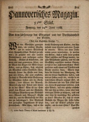 Hannoverisches Magazin (Hannoversche Anzeigen) Freitag 24. Juni 1768