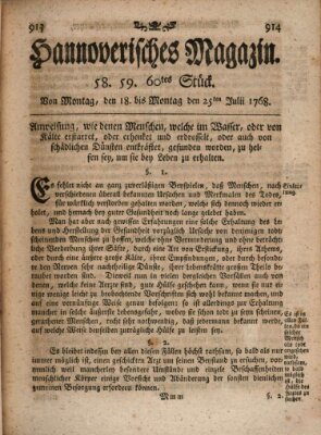 Hannoverisches Magazin (Hannoversche Anzeigen) Montag 18. Juli 1768