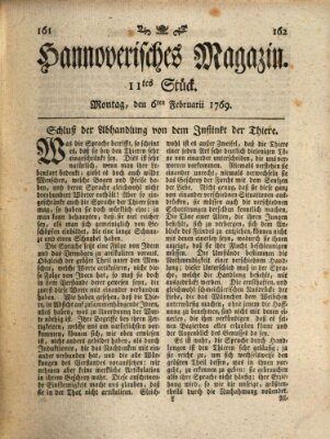 Hannoverisches Magazin (Hannoversche Anzeigen) Montag 6. Februar 1769