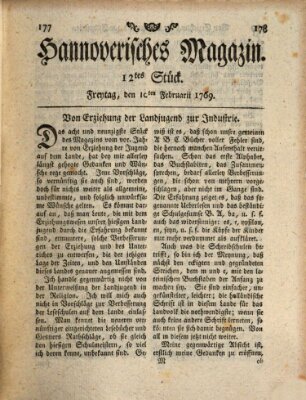 Hannoverisches Magazin (Hannoversche Anzeigen) Freitag 10. Februar 1769