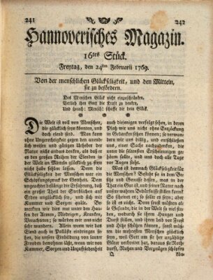 Hannoverisches Magazin (Hannoversche Anzeigen) Freitag 24. Februar 1769