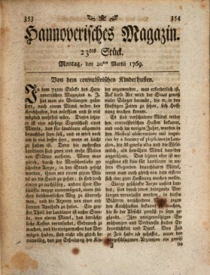 Hannoverisches Magazin (Hannoversche Anzeigen) Montag 20. März 1769