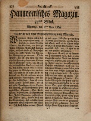 Hannoverisches Magazin (Hannoversche Anzeigen) Montag 8. Mai 1769