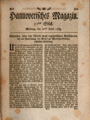 Hannoverisches Magazin (Hannoversche Anzeigen) Montag 26. Juni 1769