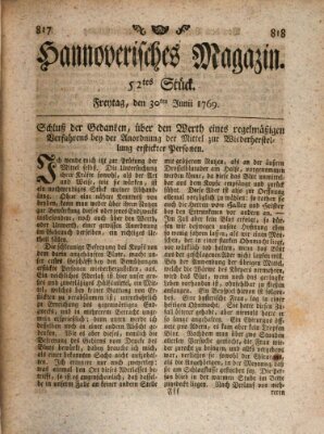 Hannoverisches Magazin (Hannoversche Anzeigen) Freitag 30. Juni 1769