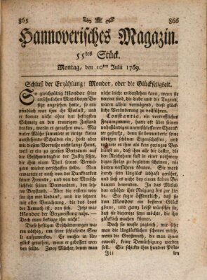 Hannoverisches Magazin (Hannoversche Anzeigen) Montag 10. Juli 1769