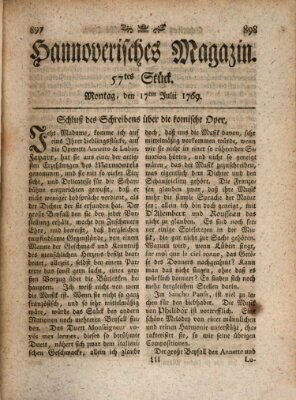 Hannoverisches Magazin (Hannoversche Anzeigen) Montag 17. Juli 1769