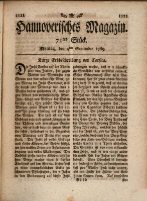 Hannoverisches Magazin (Hannoversche Anzeigen) Montag 4. September 1769