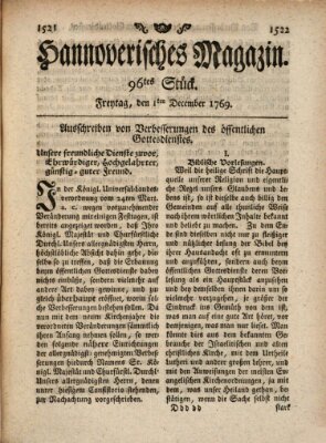 Hannoverisches Magazin (Hannoversche Anzeigen) Freitag 1. Dezember 1769